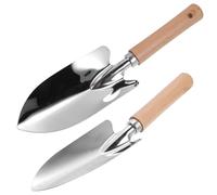 NUOBESTY Lot de 2 Truelles de Jardin en Métal Manches en Bois Petite Pelle pour Creuser Désherber et Rempoter Outils de Jardinage Main pour Plantation et Entretien Extérieur