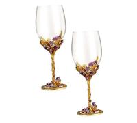 NUOBESTY Lot de 2 Verres à Whisky en Cristal Émaillé Doré Coupe à Vin 290 Ml Accessoires Mariage Élégants pour Réception Intérieure et Activités en Plein Air