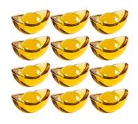 NUOBESTY Lot de 20 lingots Feng Shui chinois Yuan Bao en cristal jaune - Statue à sept étoiles - Décoration Feng Shui - Attire la richesse et la prospérité - Décoration de bureau de 20 mm