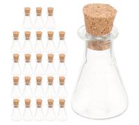 NUOBESTY Lot de 24 Petits Bocaux en Verre Transparent Bouchons en Liège, Mini Bouteilles Décoratives pour Messages, Souhaits et DIY, Flacons en Verre Vides pour Mariage et Décoration