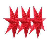 NUOBESTY Lot de 3 Abat-jours en Papier en Forme D'étoile de Noël, Lanterne Suspendue Rouge pour Décorations de Noël, 49,68 Cm, Pliable Et Léger