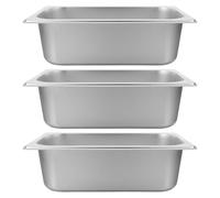 NUOBESTY Lot de 3 bacs à vapeur - Bac à vapeur 1/3 de la taille standard - Plateau de buffet de 10 cm de profondeur - Fournitures pour restaurants, hôtels et particuliers - 3,6 L