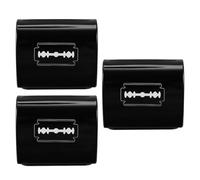 NUOBESTY Lot de 3 Boîtes de Rangement en Fer pour Lames de Rasoir, Étuis Portables Noirs, Résistants à L'Usure, pour Salon de Coiffure et Stockage Sûr