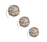 NUOBESTY Lot de 3 Boules Décoratives en Rotin Naturel Creuses pour Décoration de Mariage, Fête et Intérieur Style Campagne, Ornement Solide et Réutilisable, Accessoire Déco Rustique