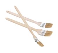 NUOBESTY Lot de 3 Brosses à Rechampir Peinture à Manche Long Courbé, Pinceaux Multi-Usage en Bois et Plastique pour Murs et Meubles, Finition Lisse