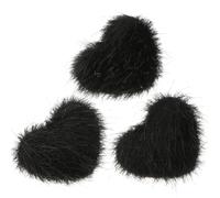 NUOBESTY Lot de 3 Décorations D'ongles de Cœur 3d Pompon Noir Amovible Nail Art Femmes Filles Accessoires Manucure Salon DIY