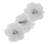 NUOBESTY Lot de 3 Épingles à Cheveux à Fleurs en Tissu Blanc pour Garçon et Filles et Femmes, Barrette Chic et Délicate pour Créer un Look Charmant Quotidien
