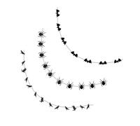 NUOBESTY Lot de 3 Guirlandes d'Halloween Suspendues Noires Décorations Chauves-Souris 4 M Araignées 20 4 M et 28 Pièces de Corbeaux Accessoires Festifs pour Fête et Décoration