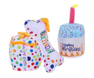 NUOBESTY Lot de 3 Jouets à Mâcher pour Chats D'intérieur, Peluches Sonore Anniversaire Forme Gâteau, Présent Chatons, Jouets de Dentition Sécurisés et Légers, pour Occuper et Divertir