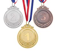 NUOBESTY Lot de 3 médailles de récompense en métal doré et bronze avec ruban tour de cou Style olympique 1ère 2ème 3ème place