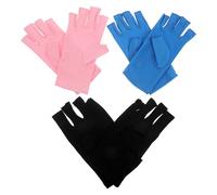 NUOBESTY Lot de 3 Paires de Moufles de Manucure Anti-Uv sans Doigts Demi-Moufles UV pour Ongles en Gel Protection Chimique Coloris Rose Bleu Noir Accessoires pour Lampe UV et Soin des