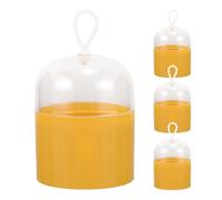 NUOBESTY Lot de 4 Boîtes à Maquillage Couvercle Anti-Poussière Porte-Éponge à Maquillage en Silicone Jaune Moutarde Crochet Suspendu Rangement Compact pour Voyage et Salle de Bain