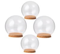 NUOBESTY Lot de 4 Cloches en Verre Transparentes avec Bouchon en Liège 2 Sphériques Ø10 CM 2 Sphériques Ø12 CM Couverture Décorative pour Fleurs Préservées Ornement Créatif pour