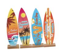 NUOBESTY Lot De 4 Décorations Planches De Surf en Bois Ornement Nautique Miniature Style Rustique Décoration Intérieure Estivale pour Bureau Maison Salon Thématique Plage