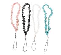 NUOBESTY Lot De 4 Dragonnes Pour Téléphone En Perles De Pierre, Breloques Colorées, Cordon En Pâte Polymère, Légère Et Anti-dérapante, Accessoires Pour Portable, Multicolore, Taille Standard