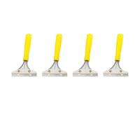 NUOBESTY Lot de 4 Grattoirs Multi-usages en Alliage D'aluminium Jaunes, Outils Robustes pour Nettoyage de Sols, Murs et Peinture, Décolleur D'autocollants Papier Peint, Usage Domestique