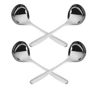 NUOBESTY Lot de 4 Louches à Soupe en Acier Inoxydable Grosse Capacité Manche Courbé Cuillères de Service Résistantes pour Cuisson de Soupes Sauces et Ragoûts Cuisine Familiale et