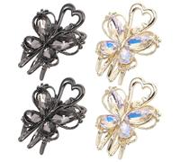 NUOBESTY Lot de 4 Pinces à Cheveux Strass en Métal Petites Barrette Fantaisie pour Coiffure Côté Couleurs Or et Noir Maintien pour Cheveux Fins et Épais Accessoires Décoratifs