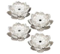 NUOBESTY Lot de 4 Porte-Parfum en Cuivre Forme Lotus Brûleur de Parfum Décoratif Argenté Mini Support Parfum 3 Couches Accessoire Maison Zen pour Contemplation et Relaxation