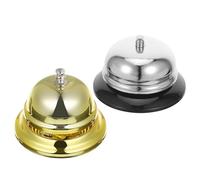 NUOBESTY Lot de 4 Sonnettes de Service Manuelles en Métal, Finition Or et Argenté, Cloche D'appel Sonore pour Bureau, École, Restaurant, Réception et Hôpital, Clochette à Main Compacte