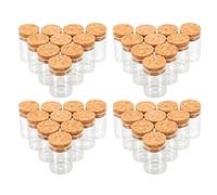 NUOBESTY Lot de 48 Mini Bouteilles en Verre Transparent 30mm X 40mm avec Bouchon en Liège Naturel, Bocaux à Souhaits Hermétiques pour Décoration DIY, Présents Mariage et Loisirs Créatifs,