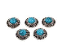 NUOBESTY Lot De 5 Boutons En Métal Décoratifs 20 Mm Vintage Pour Cuir, Accessoires De Fixation Diy, Usage Maroquinerie Artisanale, Couleur Imitation Turquoise, Atelier Création, Bricolage