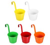 NUOBESTY Lot de 5 Jardinières Suspendues en Fer Coloré Grand Format 16 CM X 25 CM Pots de Fleurs Muraux Amovibles pour Balcon et Jardin Porte-Plantes Décoratifs pour Extérieur et