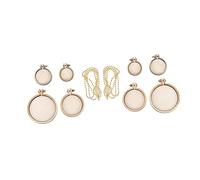 NUOBESTY Lot de 5 Mini Cercles à Broder en Bois Cadre de Fixation pour Point de Croix, Finition Lisse, Montage Facile, Chaîne de Perles Dorées, pour Loisirs Créatifs et Décoration