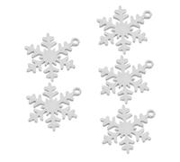NUOBESTY Lot De 5 Pendentifs Flocon De Neige en Acier Inoxydable pour Animaux, Couleur Argenté, Accessoire Festif pour Collier à Médaille Chien, Décoration Sapin De Noël, Usage Hivernal De Noël