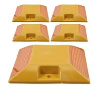 NUOBESTY Lot de 5 Plots Réfléchissants de Signalisation Routière en Plastique Jaune Crampons Surélevés pour Trottoirs et Routes Balises de Sécurité Nocturne Haute Visibilité Résistants
