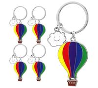 NUOBESTY Lot de 5 Porte-clés Pendentifs Montgolfières Colorés en Alliage, Accessoires Décoratifs Légers pour Paquet à Main et Clés, Souvenirs de Voyage Originaux pour Passionnés de Ballon