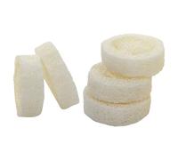 NUOBESTY Lot de 5 Porte-Savons en Luffa Naturel 5-7 CM de Diamètre Épaisseur 1 CM Support Savonnette Absorbant et Respirant pour Salle de Bain Organisateur de Savonnette Écologique et