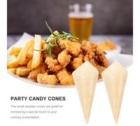 NUOBESTY Lot de 50 Cônes Jetables en Bois Dégradable 6 CM X 8 CM pour Cornets de Glace et Bonbons Emballage Sûr et Écologique pour Desserts Fêtes et Restauration
