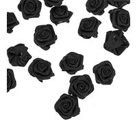 NUOBESTY Lot de 50 mini roses noires pour travaux manuels, fausses roses artificielles, confettis pour loisirs créatifs, décoration noire