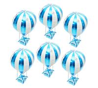 NUOBESTY Lot de 6 Ballons Aluminium 4D Montgolfière Bleu Décoration Fête D’Anniversaire Garçon et Filles Centre de Table Thème Voyage Ballon Gonflable pour Shower et Événements Festifs