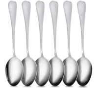 NUOBESTY Lot de 6 Cuillères à Aliments en Acier Inoxydable Argenté Design Ergonomique, Support Lave-vaisselle, pour Camping et Communautés