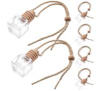 NUOBESTY Lot de 6 Flacons Diffuseurs d'Huiles Essentielles pour Voiture Flacons Vides en Verre Transparent 8Ml Accessoires Auto Désodorisants Suspendus Compatibles Grilles d'Aération