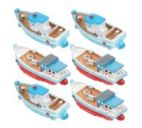 NUOBESTY Lot de 6 Mini-Figurines de voiliers en résine - Décorations de Bateaux Miniatures Style Plage méditerranéenne - Modèles Miniatures de paysages Marins - Ornements Nautiques pour la