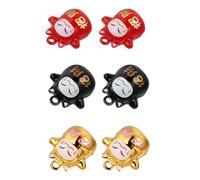 NUOBESTY Lot de 6 Pendentifs Clochette Chat Amulette en Cuivre 15Mm Décorations à Suspendre pour Paquet Accessoires Colorés Rouge Noir et Or pour Téléphone et Usage Quotidien