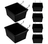 NUOBESTY Lot de 6 sets de Paniers Suspendus en Plastique Noir pour Panneau Perforé Organiseur d'Établi avec Ouverture Inclinée Conteneurs Robustes pour Rangement Atelier et Garage