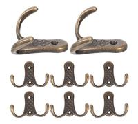 NUOBESTY Lot de 8 Crochets Doubles en Alliage de Zinc 57x77 Mm, Patères Murales Rétro pour Porte-manteaux, Serviettes et Vêtements, Crochets Robustes pour Salle de Bain, la Cuisine