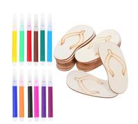 NUOBESTY Lot de DIY Bois Pantoufles été Décoratives avec Pinceaux Supports à Peindre pour Ornements Suspendus Plage Vacances