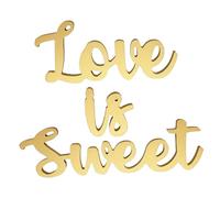 NUOBESTY Love is Sweet Décoration de Table Mariage en Bois Doré Lettres d'amour pour Fête Prénuptiale Décorations Réception Mariage et Anniversaire Accessoire Élégant pour Événement