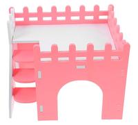 NUOBESTY Maison pour Hamster Rose en PVC avec Plusieurs Compartiments et Rampe, Design Détachable Sécurisé et Facile à Entretenir pour Espace de Vie des Petits Animaux
