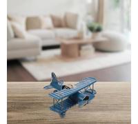 NUOBESTY Maquette D’Avion Vintage en Métal Bleu Figurine D’Avion Rétro Mini en Fer Forgé Décoration Bureau Compacte Accessoire Photo et Objet Décoratif pour Maison et Café