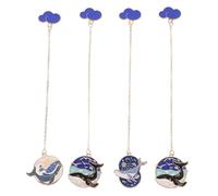 NUOBESTY Marque-page Accessoire Pratique Baleine Bleue en Alliage Pendentif Créatif Plusieurs styles Lot de 4 Pièces pour Bureau et Papeterie Créative