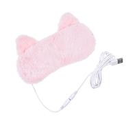 NUOBESTY Masque Chauffant USB Yeux 3d Forme Chat Rose, Compresse Chaude Fil Thermostatique, Cache-œil de Sommeil Doux et Isolant pour Fatigue Oculaire et Relaxation