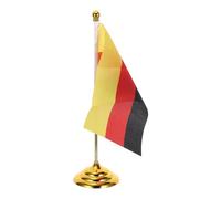 NUOBESTY Mini Drapeau de Table Allemand en Polyester avec Mât en Fer et Base Résistante, Support de Drapeau pour Salle de Conférence et Décoration Internationale