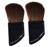 NUOBESTY Mini Pinceau de Maquillage Professionnel 2 Pièces, Manche Incliné en Silicone, Poils Naturels pour Blush, Format Voyage, Applicateur Cosmétique Portable pour Joues