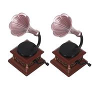 NUOBESTY Miniature Vintage Phonograph Model Mini Retro Record Player for Dollhouse Music Decor Compact Victorian Style Furniture Accessory for and Collectors